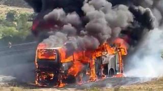Erzurum'da yolcu otobüsünde yangın
