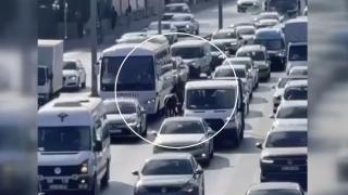 İstanbul'da başıboş atlar trafiği birbirine kattı