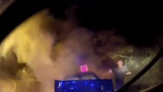 Ambulans ile çarpışan otomobil alev aldı: O anlar kamerada