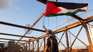 Yahudi gruptan Özgürlük Heykeli'nde Filistin'e özgürlük çağrısı