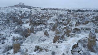 Kapadokya'ya kar güzelliği