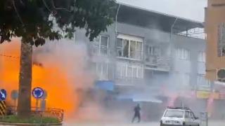 Aydın'da tüp bayisindeki patlama kamerada