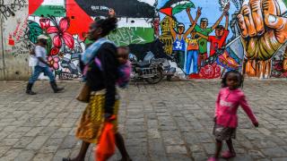 Güney Afrika'nın başkenti Nairobi'deki sokaklarda Filistin'e destek çizimleri