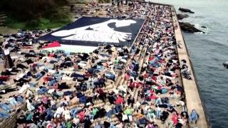 İspanyol aktivistler İsrail'in soykırımını böyle protesto etti