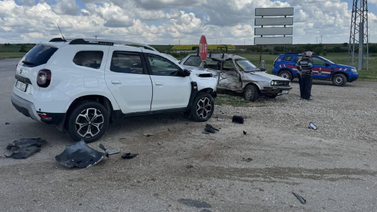 Edirne'de otomobille cipin çarpıştığı kazada 1 kişi yaralandı