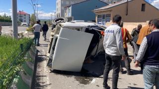 Kontrolden çıkan araç takla attı