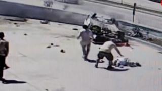 Bursa'da takla atan otomobil alev aldı: O anlar kamerada