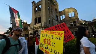 Hiroşima'ya atom bombası atılmasının 79. yılında Filistin'e destek gösterisi