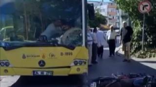 İstanbul'da İETT otobüsü motosiklet sürücüsüne çarptı