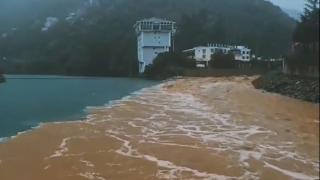 Artvin'de yağışta bulanıklaşan dere ile Çoruh Nehri birleşti