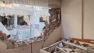 Çorum'daki patlamada hasara uğrayan bina görüntülendi