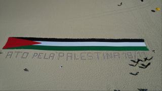 Brezilya'da Filistin'e destek için dev Filistin bayrağı açıldı