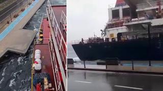 İstanbul Boğazı'nda akıntıya kapılan gemi kıyıya çarpmaktan son anda kurtuldu