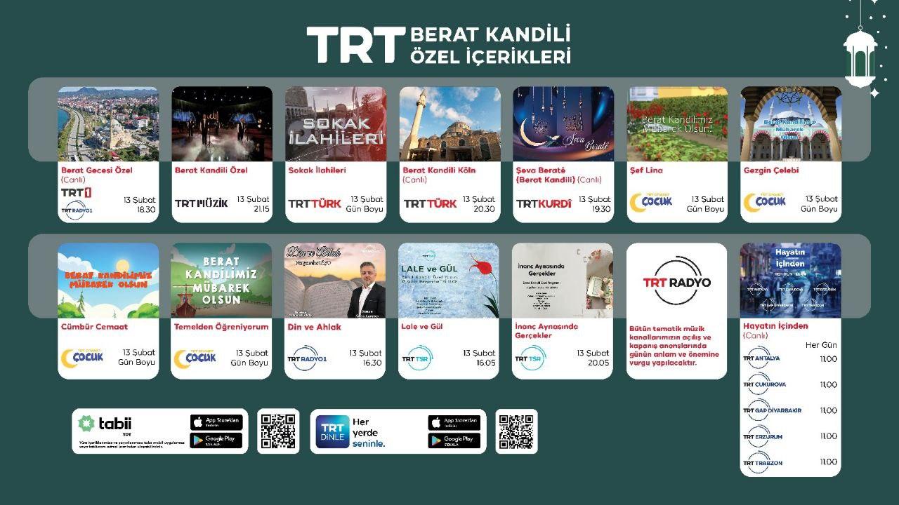 TRT'de "Berat Kandili" özel yayınları