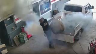 Konya'da kaynak yapılan mazot deposu işte böyle patladı