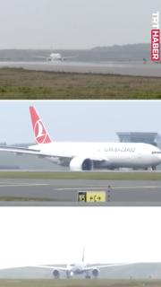 İstanbul Havalimanı'nda tarihi gün: 3 uçak aynı anda kalkış yaptı