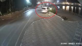 Alkollü sürücü aracıyla göle düşmekten son anda kurtuldu