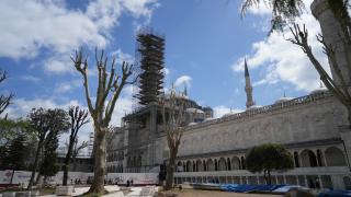 Ayasofya ve Sultanahmet Camii'nin minarelerinde restorasyon sürüyor
