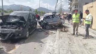 Erzurum'da beton mikseri çok sayıda araca çarparak devrildi