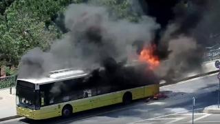İETT otobüsü alev alev yandı