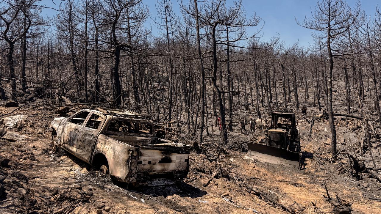 Afyonkarahisar'daki yangının neden olduğu tahribat görüntülendi