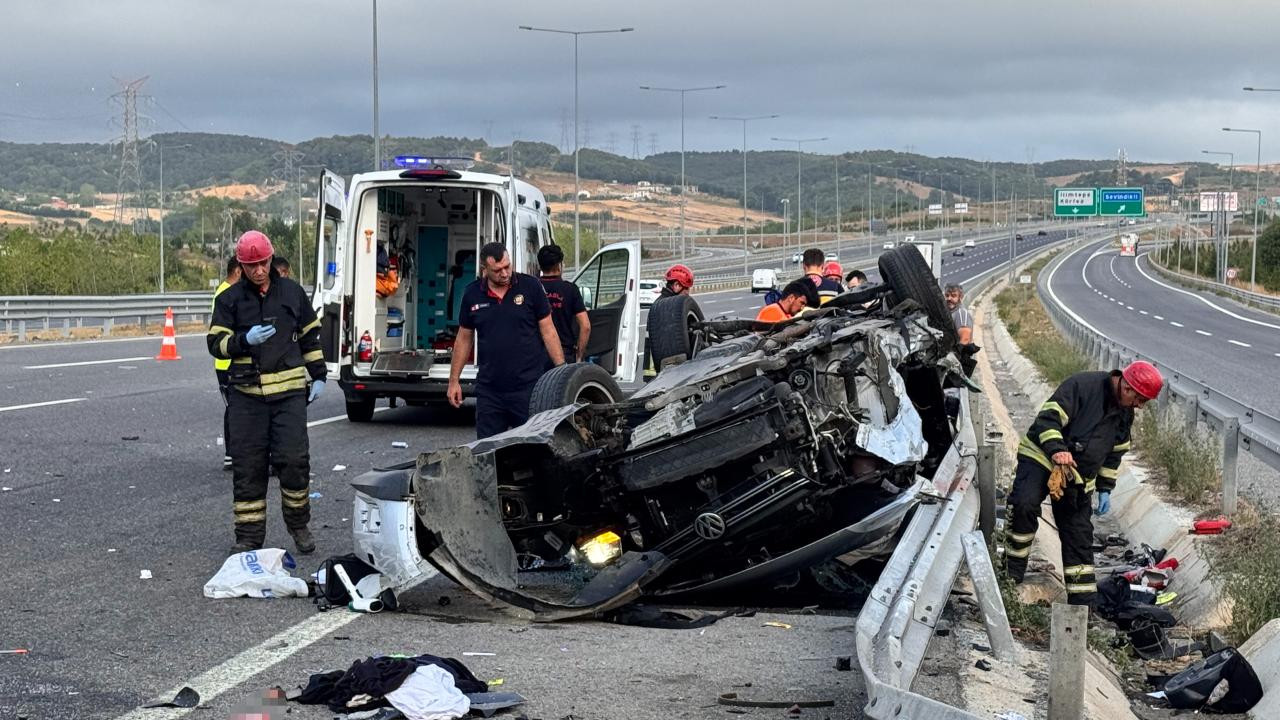 Kuzey Marmara Otoyolu'nda otomobil takla attı