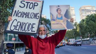 BM binası önünde Filistin'e destek gösterileri devam ediyor