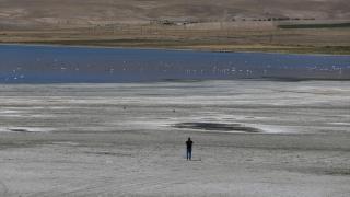 Kurak sürenin uzaması nedeniyle Erçek Gölü'nün kıyılarındaki çekilme arttı