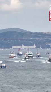 İstanbul Boğazı'nda Filistin gösterilerine destek