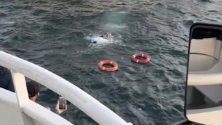 Feribottan düşen kadın böyle kurtarıldı