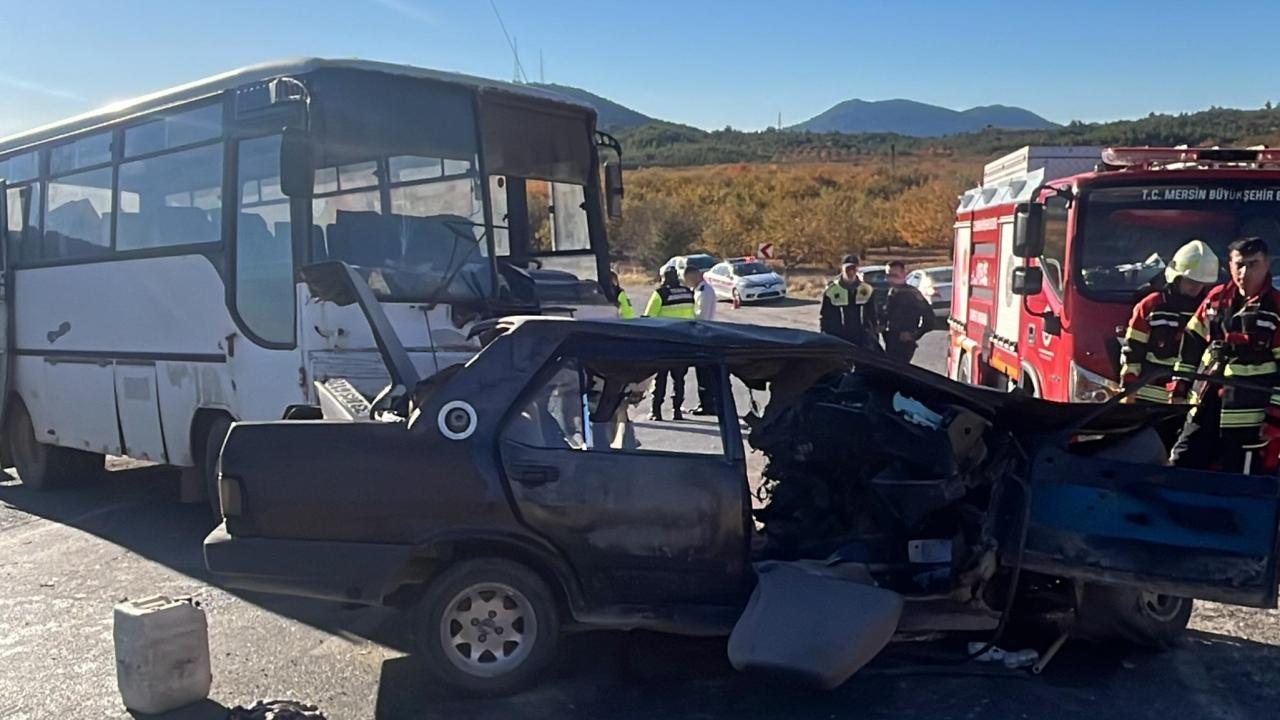 Mersin'de otobüs ile otomobil çarpıştı: 1 ölü