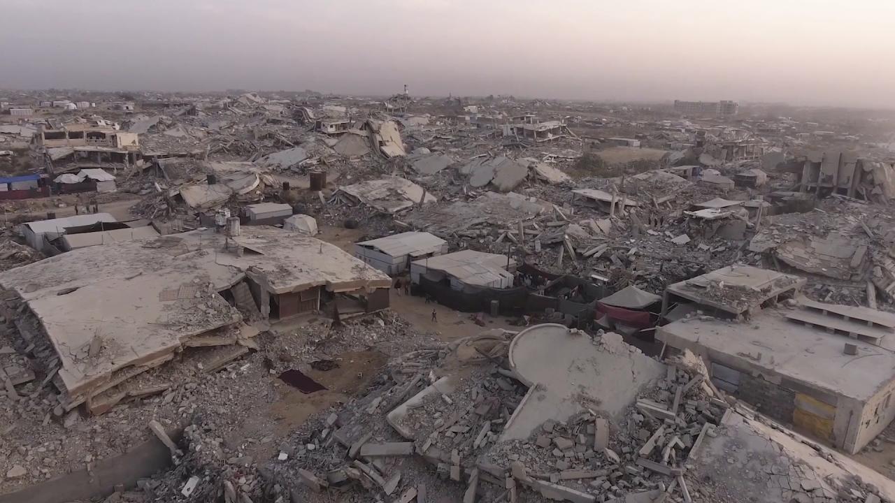 Katil İsrail'in Gazze'deki yıkımı dron kamerasında