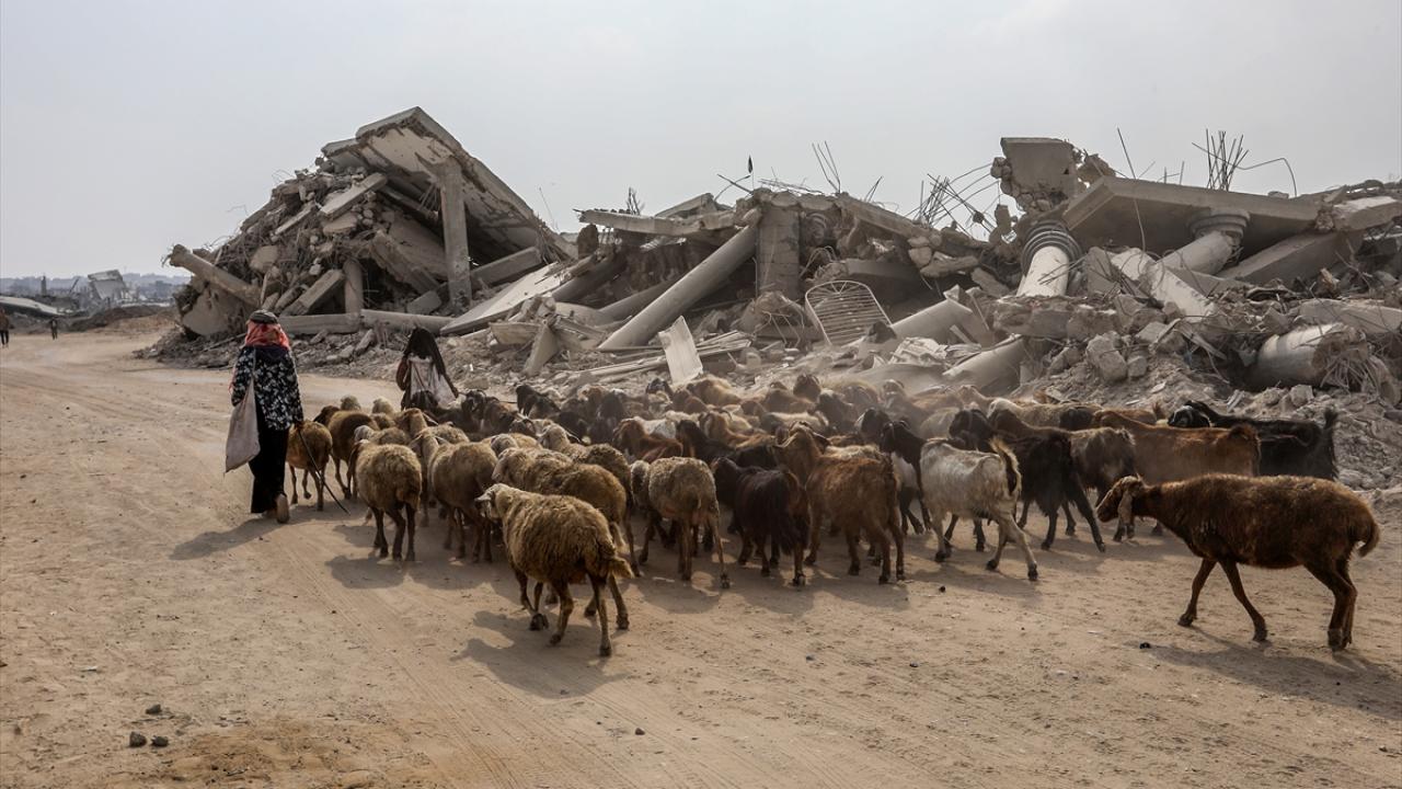 Han Yunus'taki Filistinli aileler enkaz arasında yaşam mücadelesi veriyor