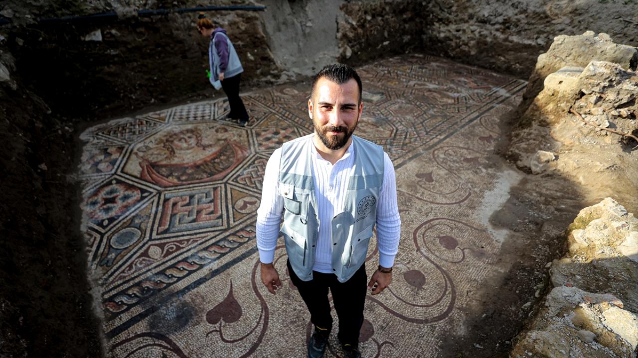 "Nar ve sarmaşık yapraklarıyla çevrilmiş bordür"