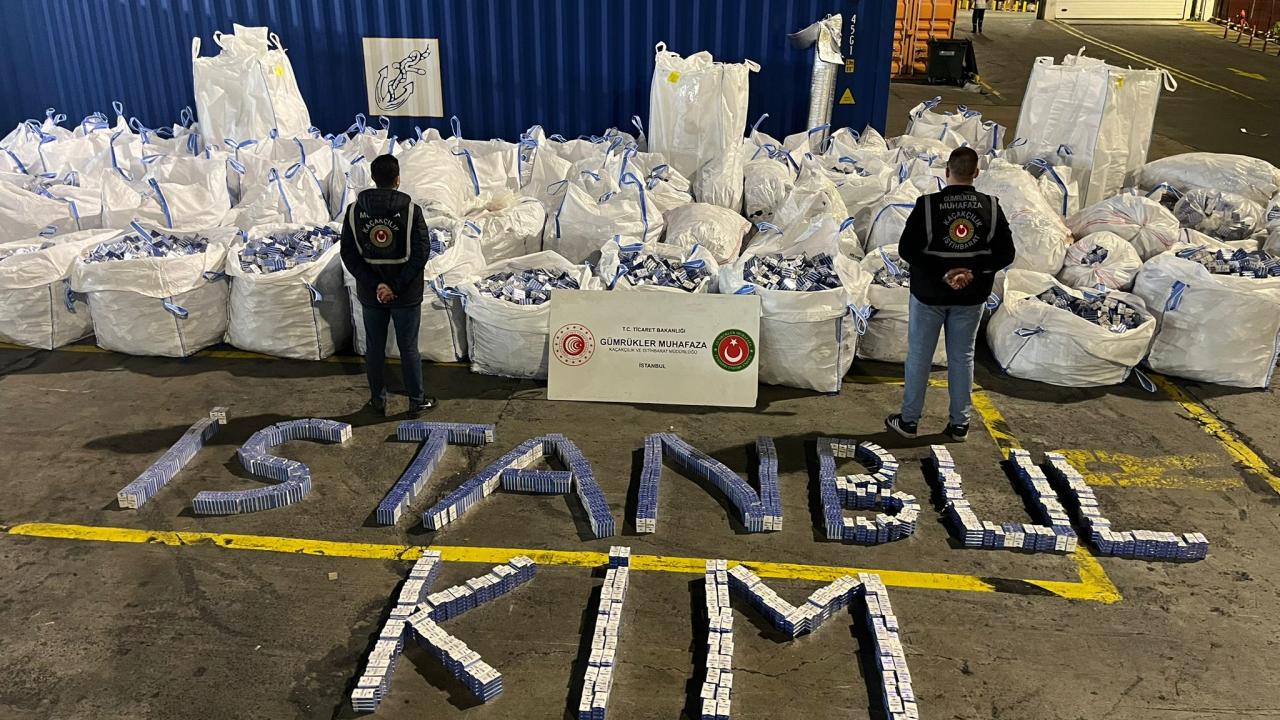 Ambarlı Limanı'nda 94 milyon liralık kaçak sigara ele geçirildi
