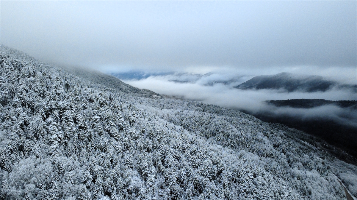 Karabük'ün yüksek kesimleri kar yağışıyla beyaza büründü