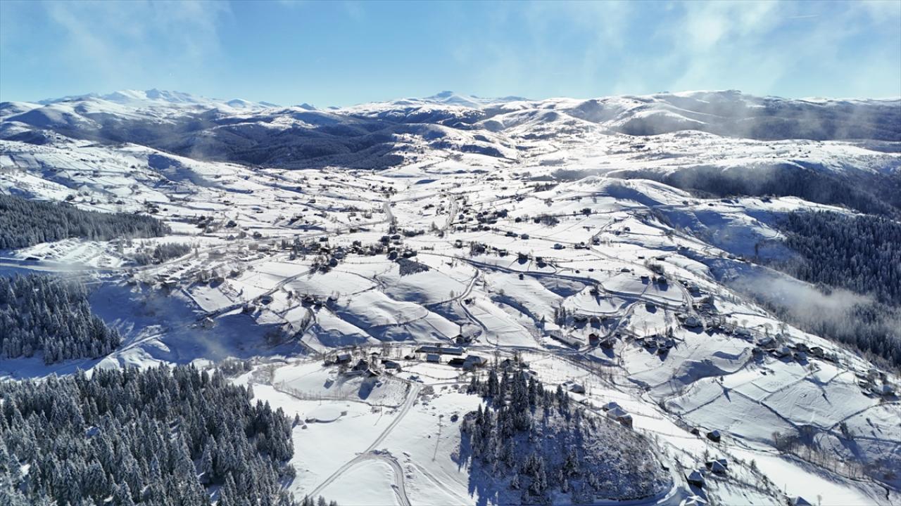 Ordu'nun Çambaşı Yaylası'nda kış manzarası