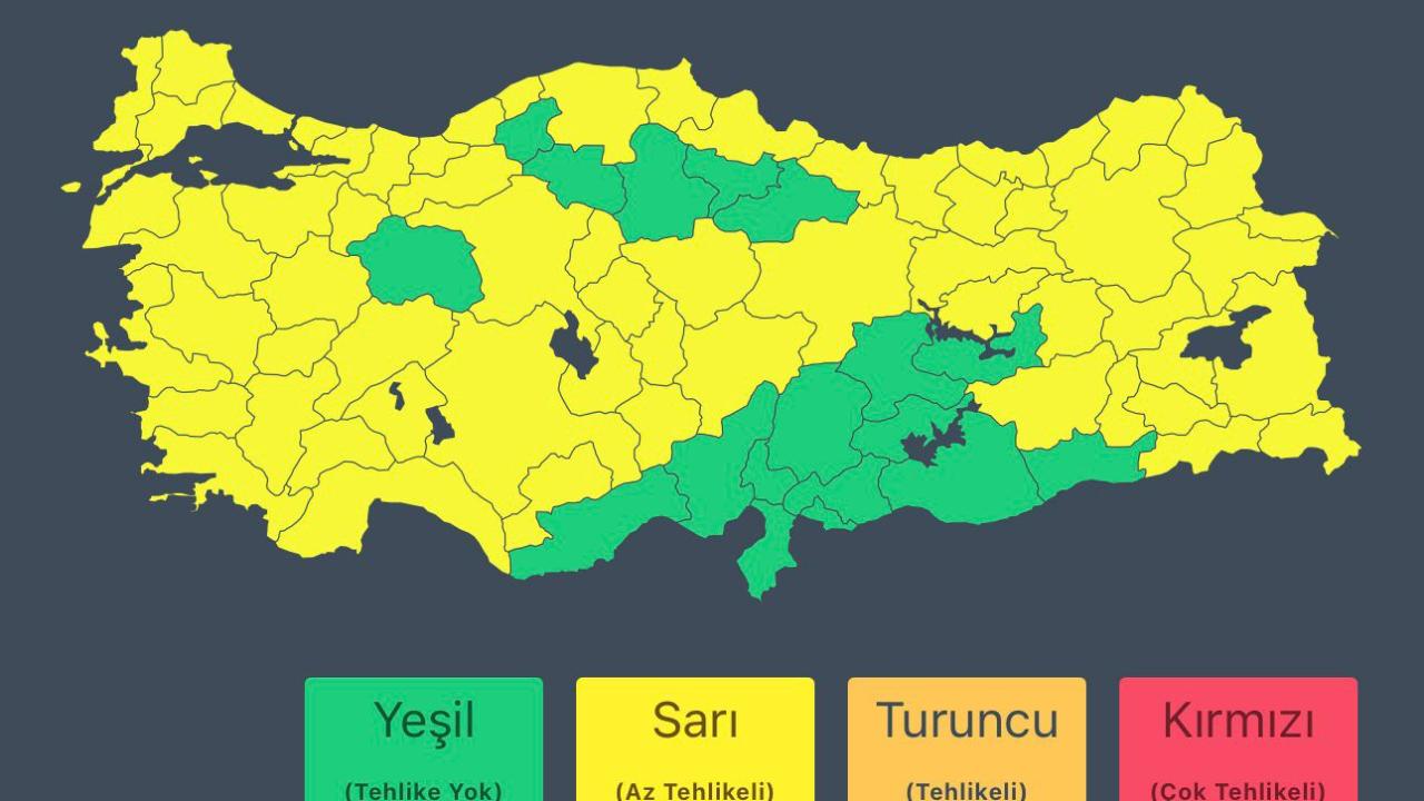 İşte uyarı yapılan 63 il...