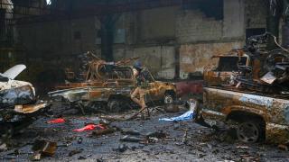 Şeyh Maksud’da terör örgütü YPG/SDG’ye ait yanan askeri araçları görüntülendi