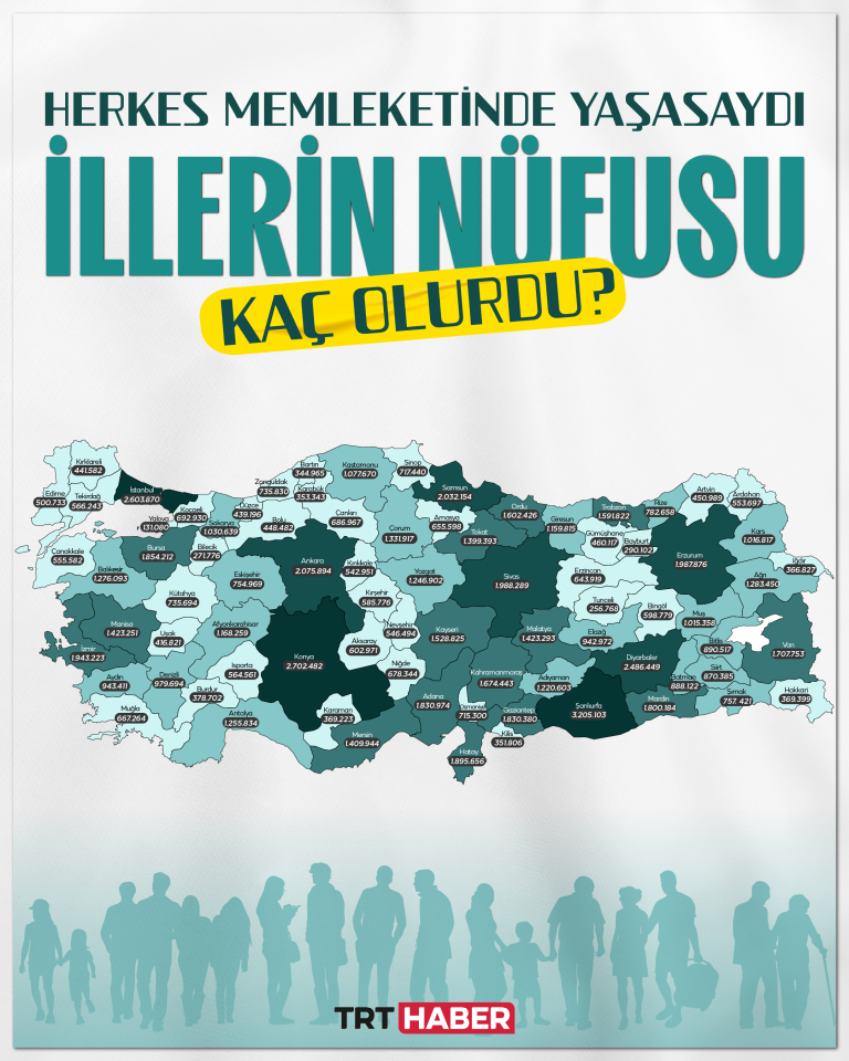 Herkes memleketinde yaşasaydı illerin nüfusu kaç olurdu?