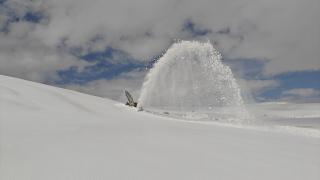 Muş'ta metrelerce karın bulunduğu yolda zorlu çalışma
