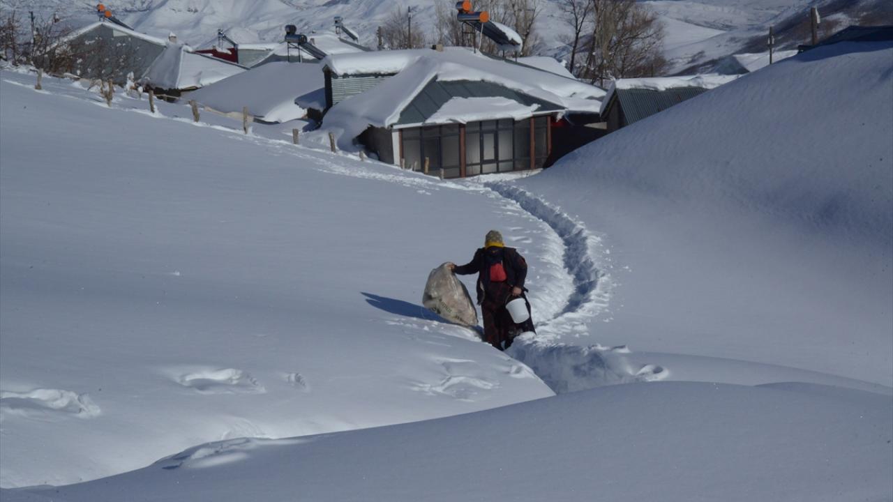 Muş'ta karla kaplı köyde yaşayanlar, zorlu kış koşullarına göğüs geriyor