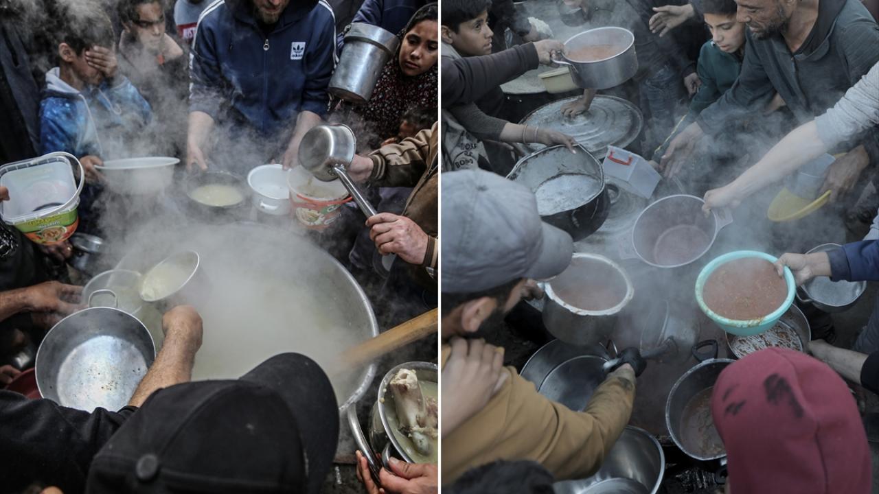 Filistinlilere sıcak yemek dağıtımı
