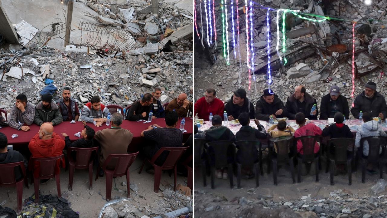 Gazze`de on yıla yayılan yıkımda kurulan iftar sofraları