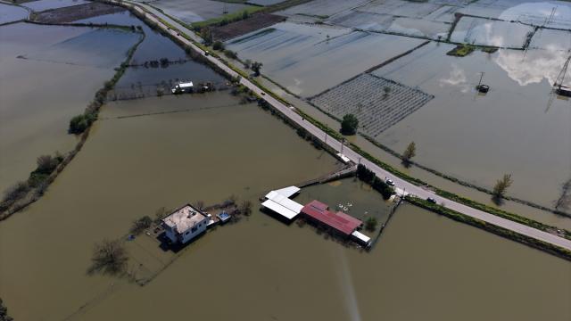 Manisa'da akarsuların taşması sonucu bağ evleri ve tarım arazileri su altında kaldı