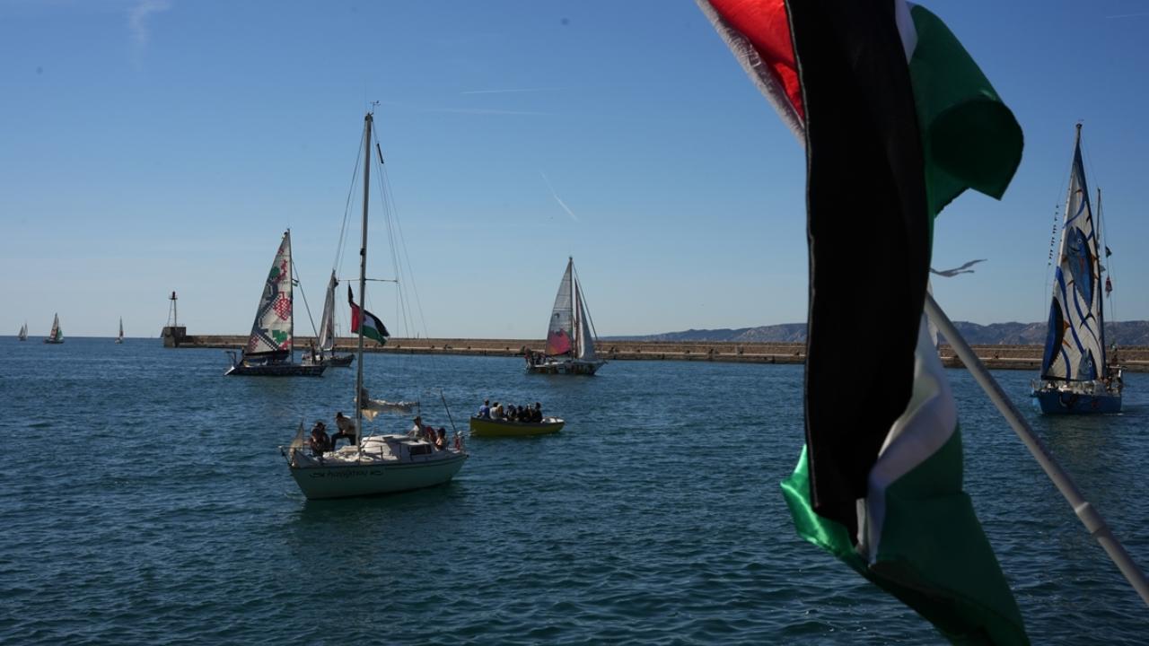 Fransa'dan Küresel Sumud Filosu misyonuna katılacak tekneler Marsilya'dan yola çıktı