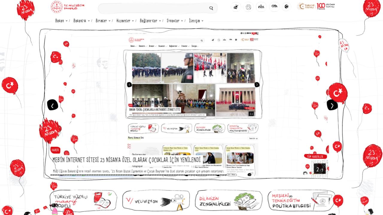 MEB’in internet sitesi 23 Nisan’a özel yeniden tasarlandı