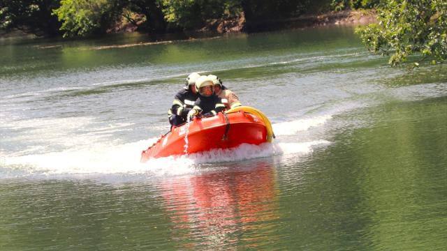 Amasya'da Boraboy Gölü'nde yangın ve kurtarma tatbikatı yapıldı