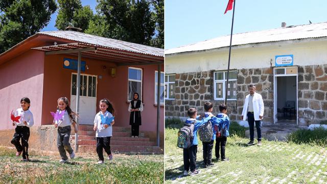 Hakkari ve Muş'ta iki mezradaki 7 öğrenci karne heyecanı yaşadı