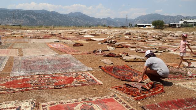 Antalya güneşinde soldurulan tarihi halılar, ABD ve Avrupa'da duvarları süslüyor